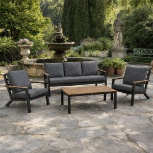 סט ריהוט גינה תלת מושבי מדגם אתונה אפור סט ריהוט גינה תלת מושבי מדגם אתונה אפור