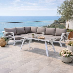 ריהוט גן סלוני פינתי דגם קנזס לבן ריהוט גן סלוני פינתי דגם קנזס לבן