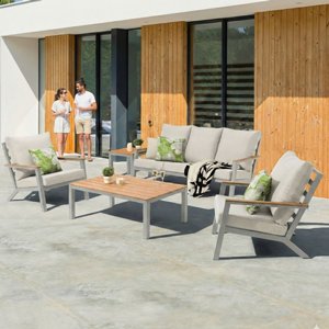 סט ריהוט גינה תלת מושבי מדגם אתונה שמפניה סט ריהוט גינה תלת מושבי מדגם אתונה שמפניה