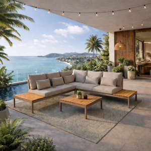 סט ריהוט גינה אלומיניום פינתי דגם אוהיו שמפניה סט ריהוט גינה אלומיניום פינתי דגם אוהיו שמפניה