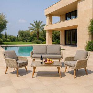 סט ריהוט גן גינה דו מושבי ראטן בצבע בז מדגם פילדלפיה סט ריהוט גן גינה דו מושבי ראטן בצבע בז מדגם פילדלפיה