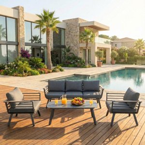 מערכת ישיבה תלת מושבית אלומיניום לגינה ולמרפסת דגם פנינה לבן מערכת ישיבה תלת מושבית אלומיניום לגינה ולמרפסת דגם פנינה לבן