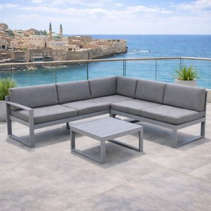 מערכת ישיבה פינתית אלומיניום לגינה ולמרפסת דגם מרסי צבע אפור פחם מערכת ישיבה פינתית אלומיניום לגינה ולמרפסת דגם מרסי צבע אפור פחם