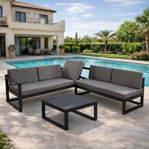 מערכת ישיבה פינתית אלומיניום לגינה ולמרפסת דגם מרסי צבע לבן מערכת ישיבה פינתית אלומיניום לגינה ולמרפסת דגם מרסי צבע לבן