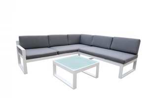 מערכת ישיבה פינתית אלומיניום לגינה ולמרפסת דגם מרסי צבע לבן מערכת ישיבה פינתית אלומיניום לגינה ולמרפסת דגם מרסי צבע לבן