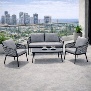 מערכת ישיבה אלומיניום לגינה ולמרפסת דגם ולנסיה דו אפור פחם מערכת ישיבה אלומיניום לגינה ולמרפסת דגם ולנסיה דו אפור פחם