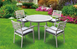 סט שולחן עגול אלומיניום לגינה ולמרפסת + 4 כסאות דגם מריה סט שולחן עגול אלומיניום לגינה ולמרפסת + 4 כסאות דגם מריה