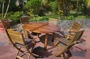 שולחן עץ עגול לגינה ולמרפסת + 6 כסאות דגם גרמניה שולחן עץ עגול לגינה ולמרפסת + 6 כסאות דגם גרמניה