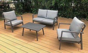 מערכת ישיבה לגינה ולמרפסת אלומיניום 4 חלקים דגם אדל צבע אפור מערכת ישיבה לגינה ולמרפסת אלומיניום 4 חלקים דגם אדל צבע אפור