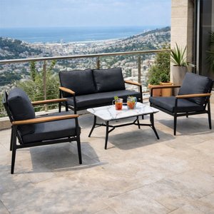 מערכת ישיבה לגינה ולמרפסת ראטן 4 חלקים דגם לאס וגאס צבע אפור מערכת ישיבה לגינה ולמרפסת ראטן 4 חלקים דגם לאס וגאס צבע אפור