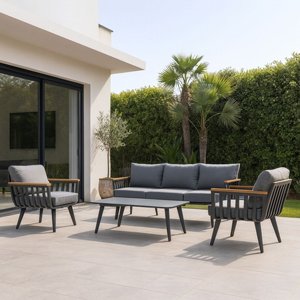 מערכת ישיבה 4 חלקים אלומיניום דגם גאיה תלת אפור פחם מערכת ישיבה 4 חלקים אלומיניום דגם גאיה תלת אפור פחם