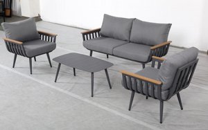 מערכת ישיבה לגינה ולמרפסת אלומיניום 4 חלקים דו מושבית דגם גאיה צבע אפור פחם מערכת ישיבה לגינה ולמרפסת אלומיניום 4 חלקים דו מושבית דגם גאיה צבע אפור פחם