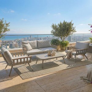 ריהוט גן דו מושבי מדגם ניו אושן בצבע שמפניה ריהוט גן דו מושבי מדגם ניו אושן בצבע שמפניה