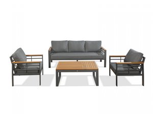 מערכת ישיבה לגינה ולמרפסת אלומיניום 4 חלקים תלת מושבית דגם אושן צבע אפור מערכת ישיבה לגינה ולמרפסת אלומיניום 4 חלקים תלת מושבית דגם אושן צבע אפור