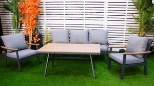 מערכת ישיבה לגינה ולמרפסת אלומיניום 4 חלקים תלת מושבית דגם שנחאי צבע אפור מערכת ישיבה לגינה ולמרפסת אלומיניום 4 חלקים תלת מושבית דגם שנחאי צבע אפור