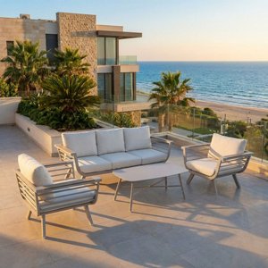 ריהוט גן סלוני תלת מושבי דגם קנזס אפור בהיר ריהוט גן סלוני תלת מושבי דגם קנזס אפור בהיר