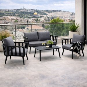 מערכת ישיבה אלומיניום לגינה ולמרפסת דגם לריסה דו צבע לבן מערכת ישיבה אלומיניום לגינה ולמרפסת דגם לריסה דו צבע לבן