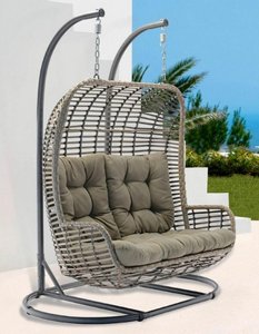 ערסל זוגי לגינה ולמרפסת ראטן דגם מליבו צבע לבן ערסל זוגי לגינה ולמרפסת ראטן דגם מליבו צבע לבן