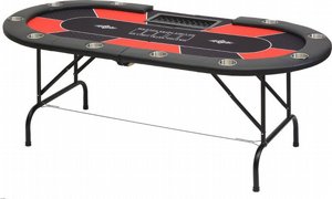 שולחן פוקר אליפטי מתקפל 240 ס"מ + עמדת דילר דגם רויאל - צבע אדום שולחן פוקר אליפטי מתקפל 240 ס"מ + עמדת דילר דגם רויאל - צבע אדום