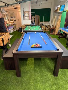 שולחן ביליארד 7 פיט - מולטי 3 ב-1 ביליארד, טניס שולחן ושולחן אוכל עם ספסלי אחסון מרופדים שולחן ביליארד 7 פיט - מולטי 3 ב-1 ביליארד, טניס שולחן ושולחן אוכל עם ספסלי אחסון מרופדים