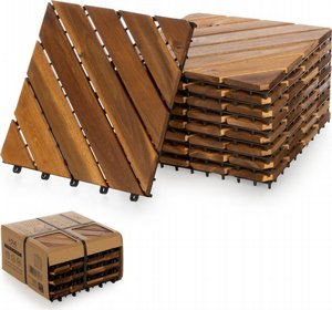 מארז 9 יחידות אריחי דק 30*30 ס"מ 8 אלכסונים עץ Acacia חום בהיר מארז 9 יחידות אריחי דק 30*30 ס"מ 8 אלכסונים עץ Acacia חום בהיר